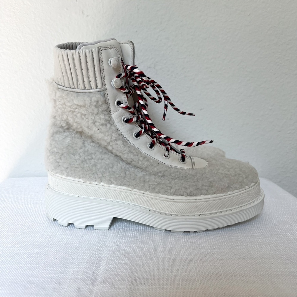Christian Dior Hike Shearling Lace Up Boots - White - Womens 7 - NWOB - Picture 5 of 8